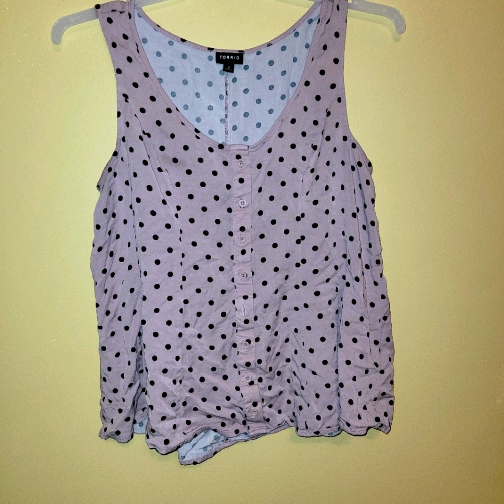 Soft blush pink w/ polka dot blouse